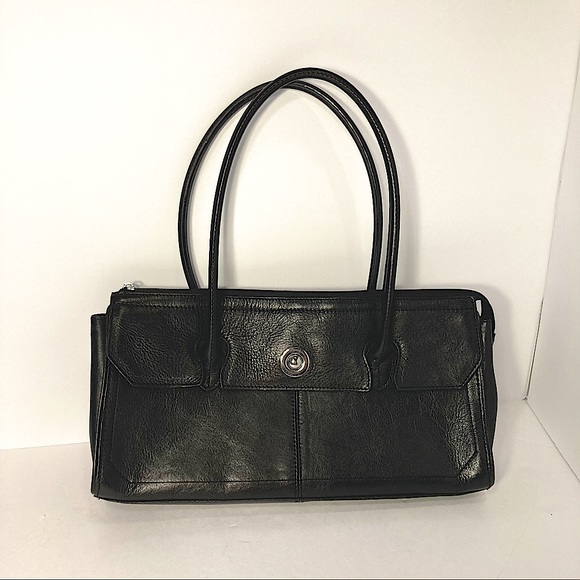 Wilsons Leather Handbags - Wilsons Leather Black Handbag Black Purse w Handles Inner Compartments sorting
